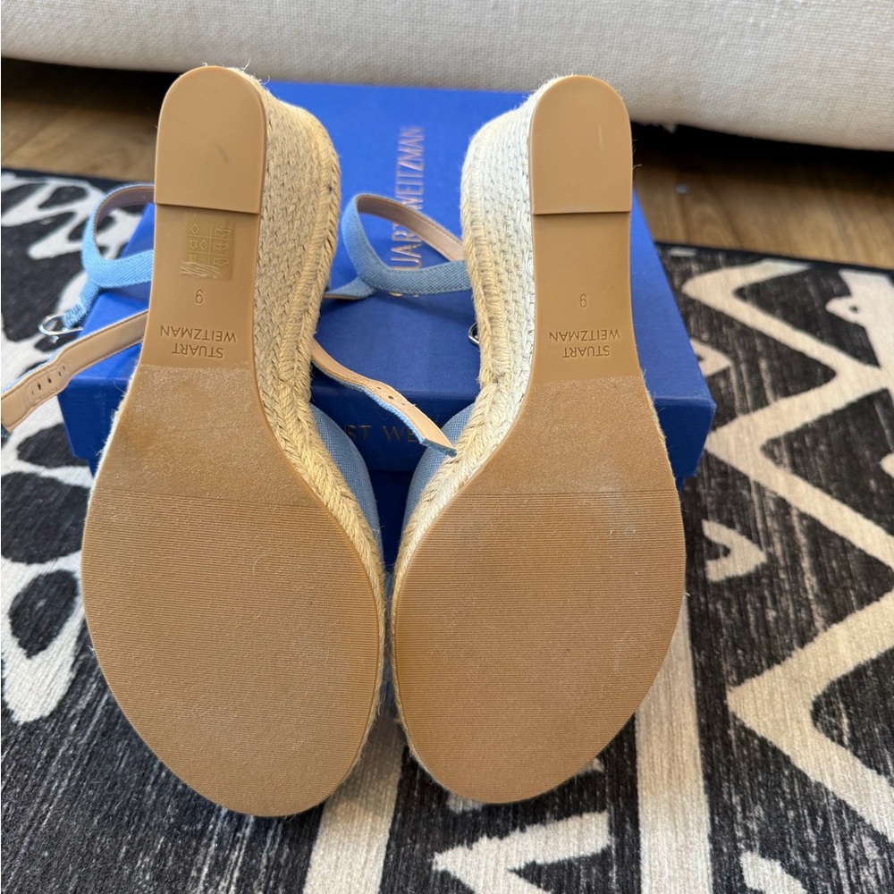 Stuart Weitzman Light Blue Espadrille Wedges - Picture 7 of 8